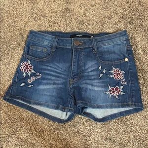 Embroidered Denim Shorts